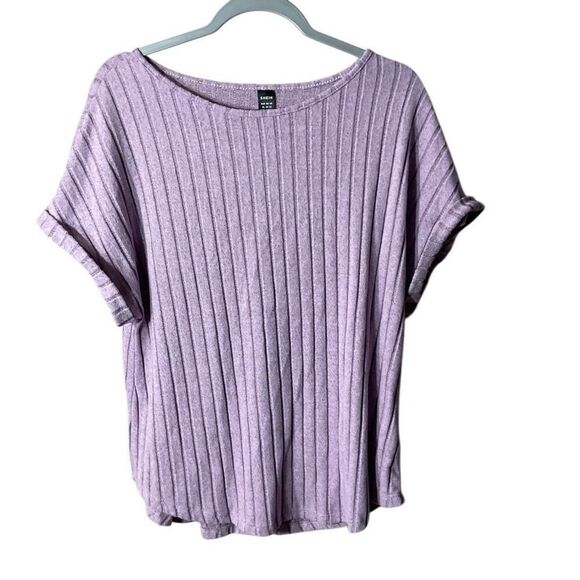 Shien Womens Light Pink Soft Ribbed Short Cuffed Sleeve T-Shirt XL NWOT - Picture 1 of 8